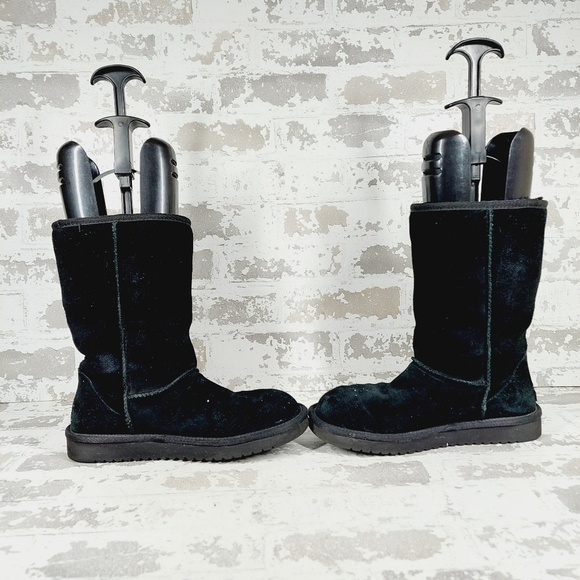 Koolaburra by UGG Black Leather Suede Sheepskin Round Toe Winter Boot A835 - Picture 7 of 13